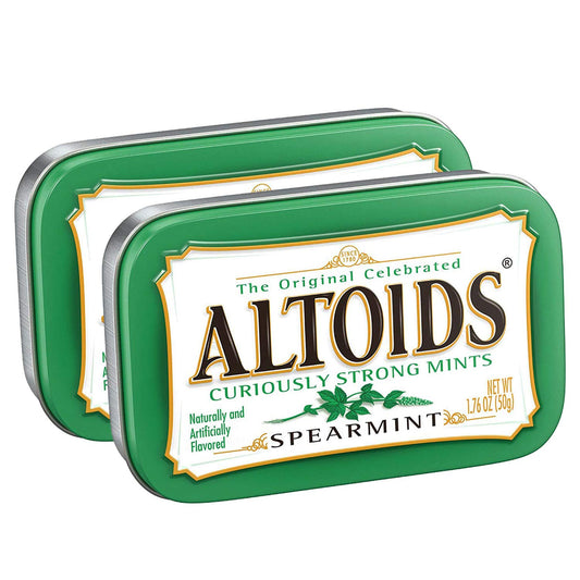 Altoids Curiously Strong Mints Spearmint Pack of 2 Pouch, 2 x 50 g - Spearmint Duo!