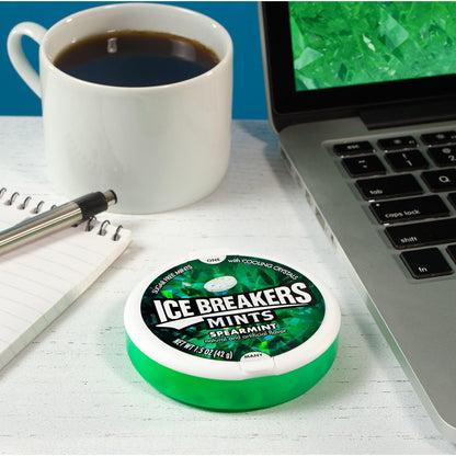 Ice Breakers Sugar Free Mints, Spearmint, 1.5 Ounce -Pack of 8 - Spearmint sugar-free mints, 1.5 oz each, pack of 8.