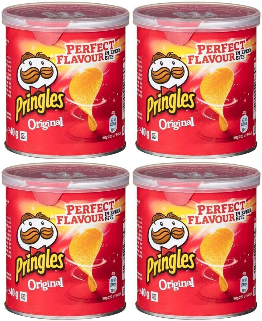 Pringles Original Potato Crisp Chips, 40g (Pack of 4) - Four times the original crisp!