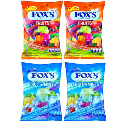 Fox's Crystal Clear Fruits Candy (125gm x 2pc) & Fox's Crystal Clear Fruity Mint (125Gm x 2pc) - Fruits and mint combo!