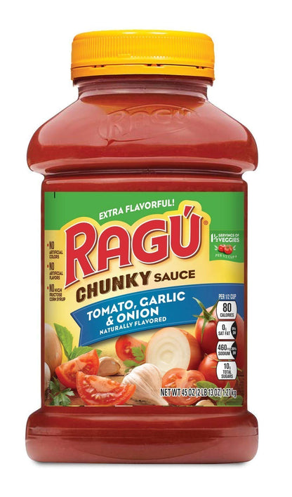 Ragu Chunky Sauce Tomato, Garlic & Onion (1.2 KG) - Chunky tomato, garlic & onion sauce, 1.2kg!