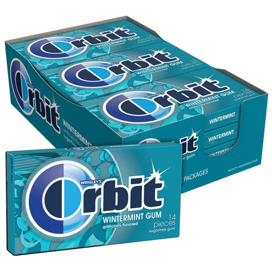 Orbit Wintermint Gum 14 Pieces Pack of 12, 12 X 33 g - "Cool wintermint freshness!"