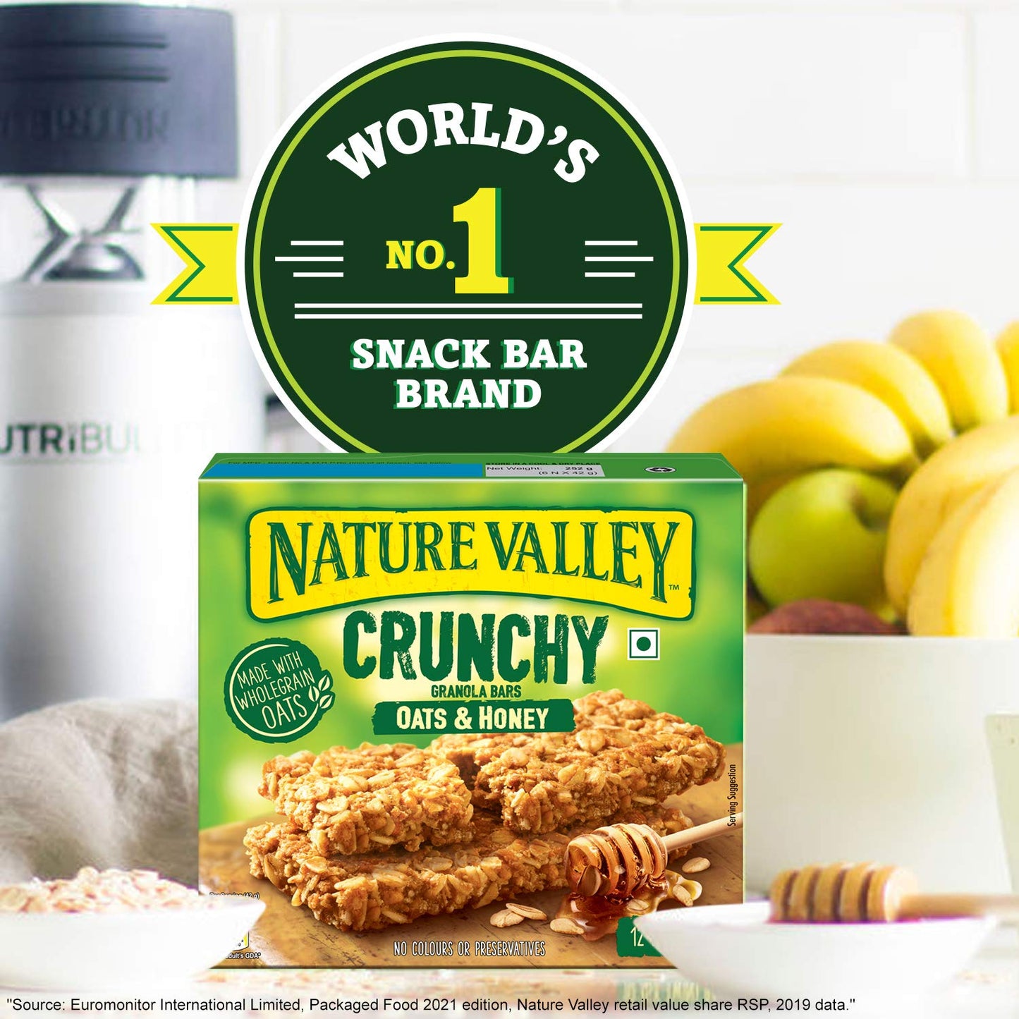 Nature Valley Crunchy Granola Bars|Multigrain Energy Bars|No Artificial Flavours|Contains Whole Grain Oats & Honey, 252Gm (12 Bars-Pack Of 6) - "Honey Oat Crunch!"