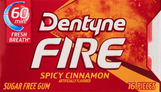 Dentyne Fire Spicy Cinnamon Sugar Free Gum (Pack of 2), 16Pcs - Spicy cinnamon burst!