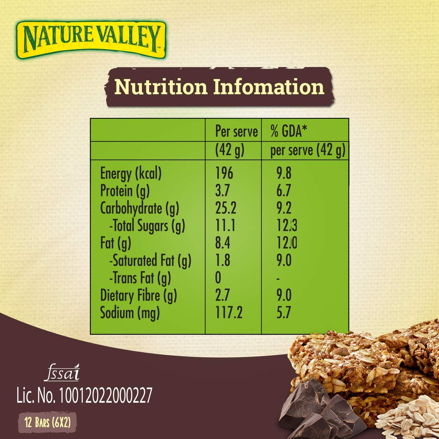 Nature Valley Crunchy Granola Bars|Multigrain Energy Bars|No Artificial Flavours|Contains Whole Grain Oats & Dark Chocolate, 252Gram (12 Bars-Pack Of 6) - "Dark Chocolate Crunch!"