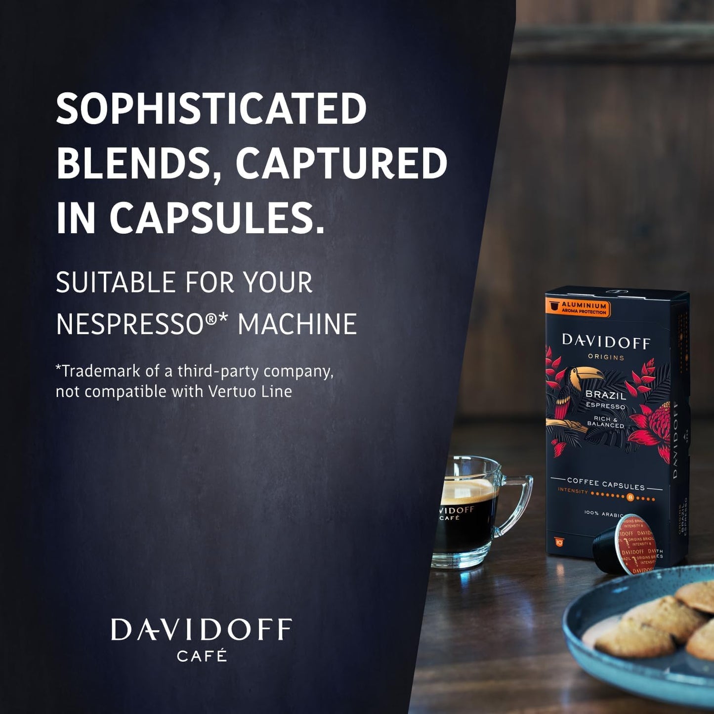 Davidoff Origins Brazil Coffee 8/12 Intensity 10x Capsules, 1.94 oz ℮ 55 g - Brazilian brilliance!