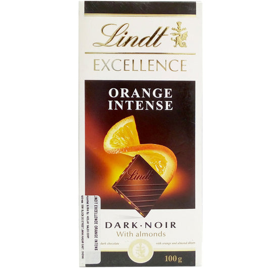 Lindt Dark Chocolate - Excellence Orange Intense, 100g Carton