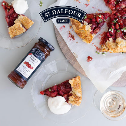 ST. DALFOUR Strawberry & Rhubarb Fruit Spread 284 G, No Added Sugar, 100% From Fruit, No Added Preservatives, Colours, Flavors Or Sweeteners, No Corn Syrup, Traditional French Recipe