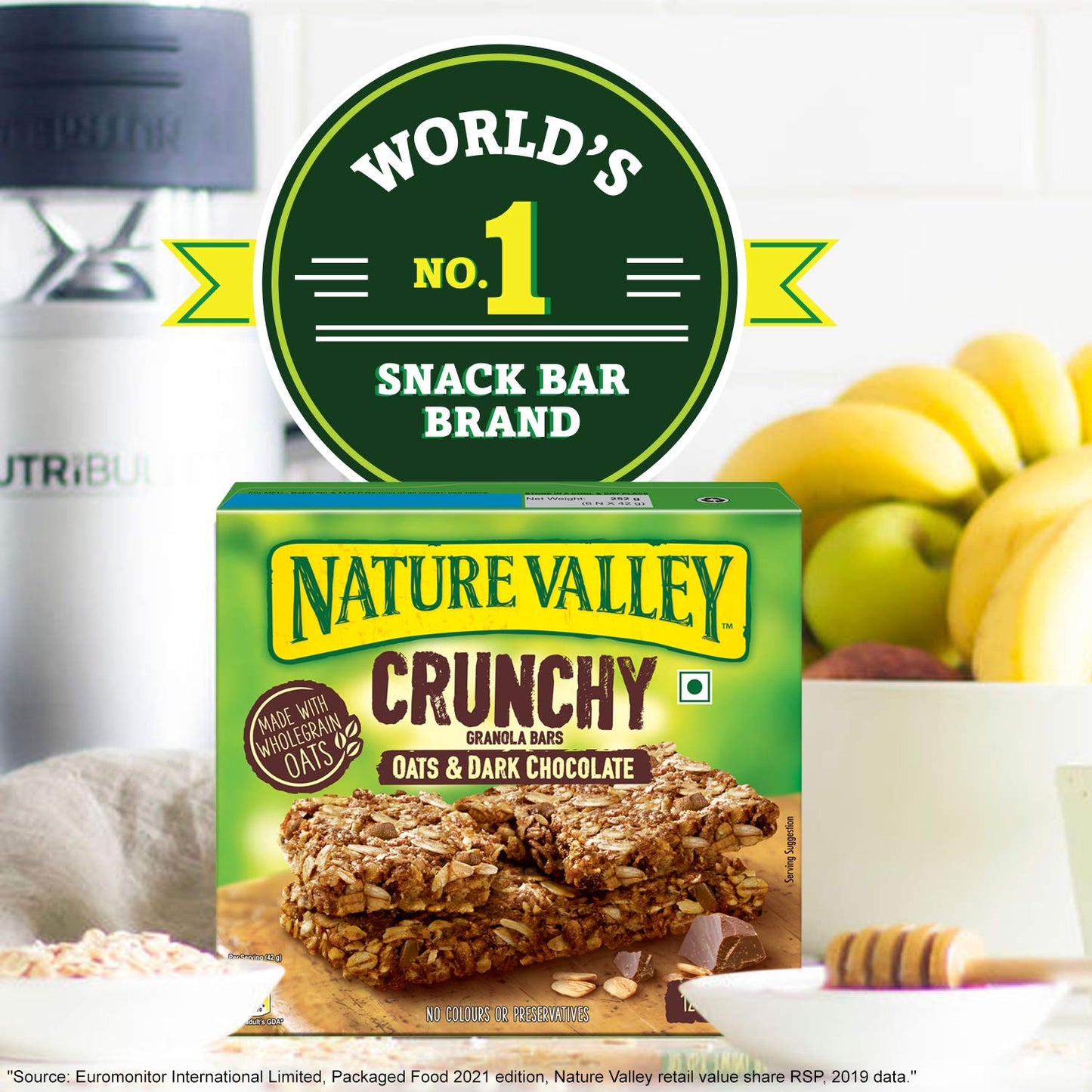 Nature Valley Crunchy Granola Bars|Multigrain Energy Bars|No Artificial Flavours|Contains Whole Grain Oats & Dark Chocolate, 252Gram (12 Bars-Pack Of 6) - "Dark Chocolate Crunch!"