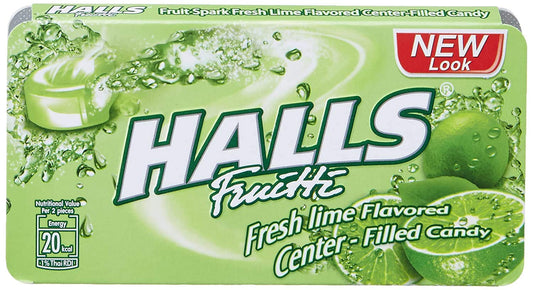 HALLS Fresh Lime Flavored Center, Filled Candy, 22.4g - A zesty lime flavor with a refreshing center.