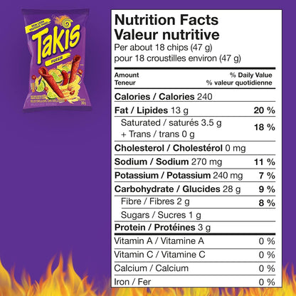 Takis Fuego Tortilla Chips - Intensely Spicy Chili Pepper & Lime Flavour (280g)