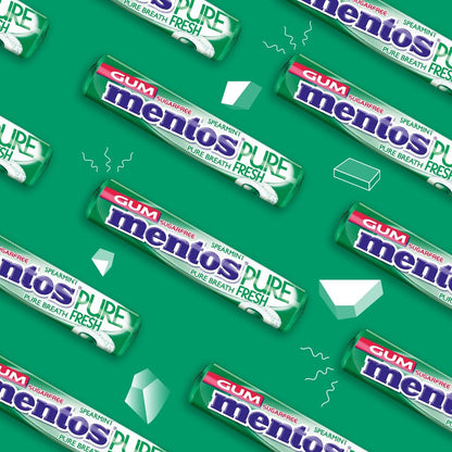 Mentos Sugarfree Pure Fresh, Spearmint, 24 x 15.5 g - "Spearmint Fresh Burst!"