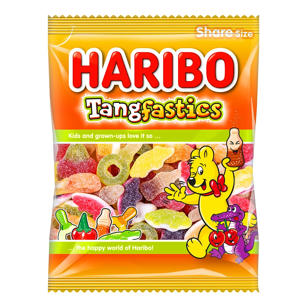 HARIBO Tangfastics Jelly Beans, 140 Gm, Orange & Yellow (111275138) - Tangy orange and yellow jelly beans.