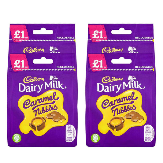 Cadbury Dairy Milk Caramel Nibbles Pack of 4, x 95 g - Caramel nibble pack