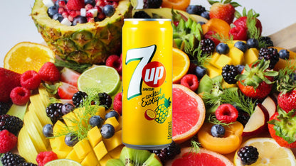 7up Exotic Cocktail Imported Soda Can - A Refreshing Blend of the Juiciest Fruits in a Fun-Sized Can, 330ml - Case of 24