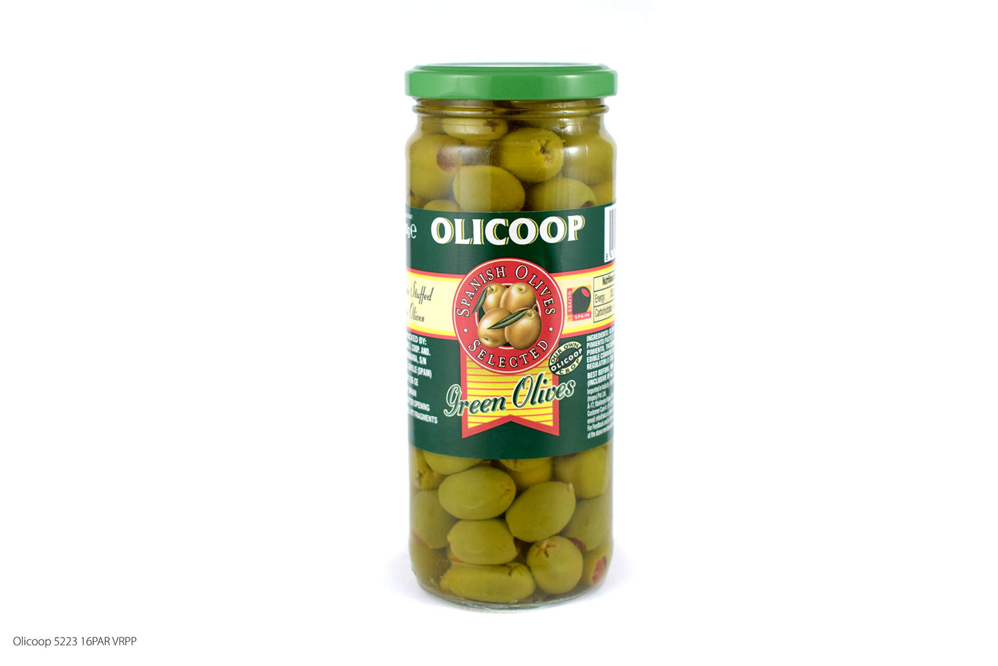 Olicoop Green Stuffed Olives, 450g, Product of Spain - "Spanish stuffed olive delight!"