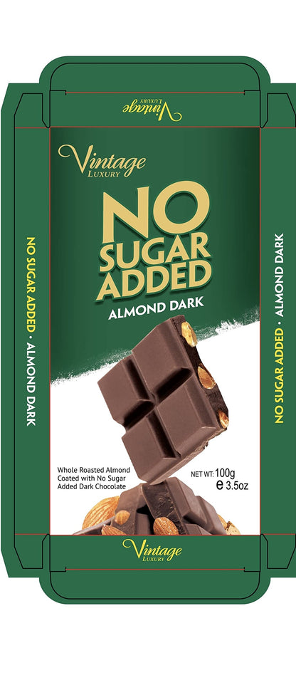 Vintage Luxury No Sugar Added Delicious Chocolate Bar 100gm (Almond Dark)