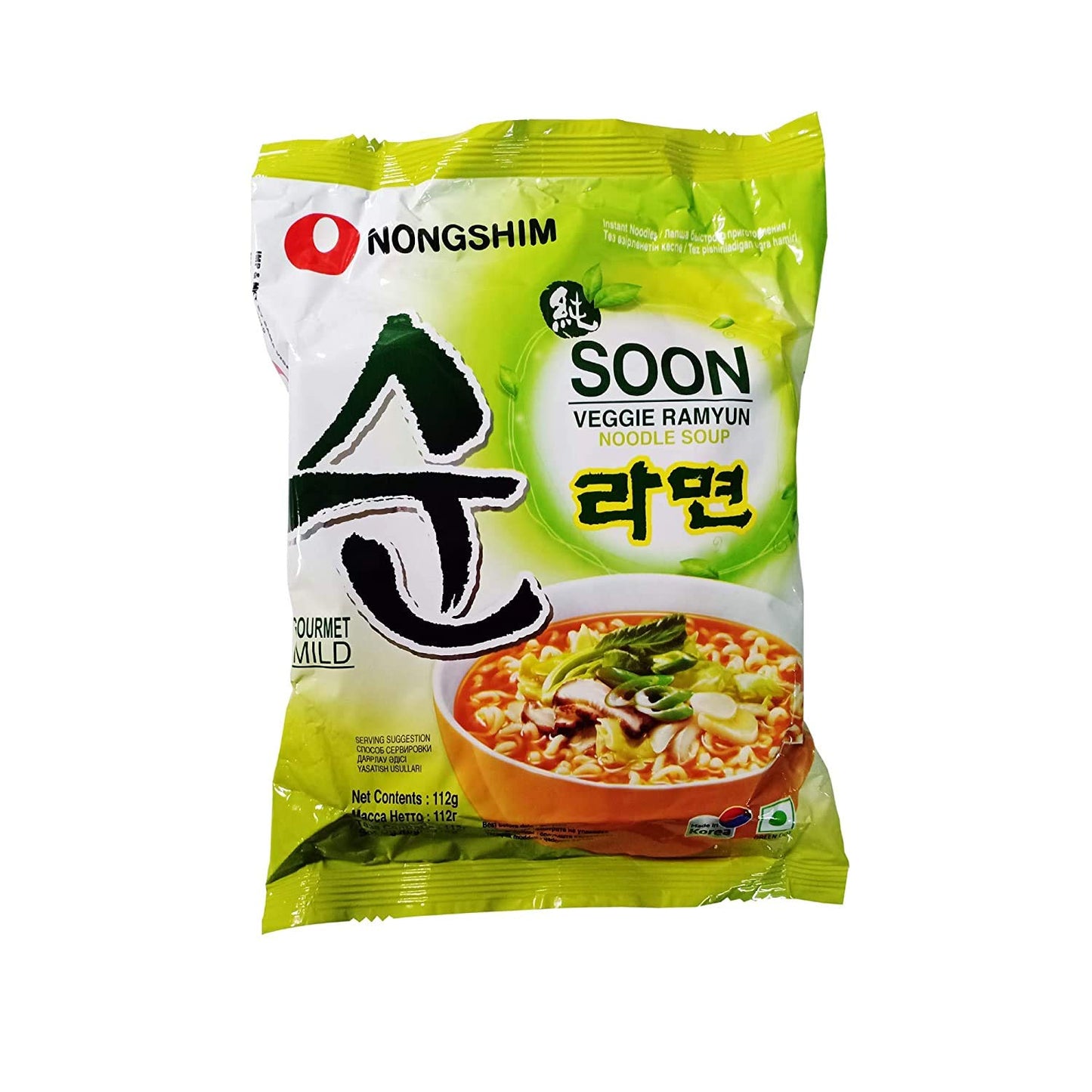 Nongshim Nong Shim Soon Veggie Ramyun Noodle Soup, 5 Pack, 19.75 oz / 560 g - "Nongshim Soon Veggie Ramyun - 5 Pack, 560g of Veggie Noodle Delight!"