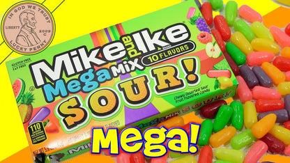 Mike and Ike Mega Mix SOUR! Chewy Candy, 5 ounce Theater Box, 1 count - "SOUR! Mega Fun!"