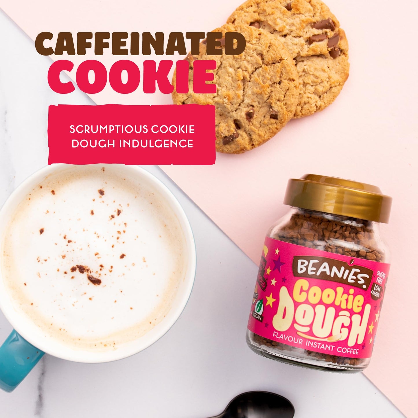 Beanies | Instant Flavored Coffee | Cookie Dough | Low Calorie, Sugar Free | 50 g | Pack of 1 - Cookie dough decadence