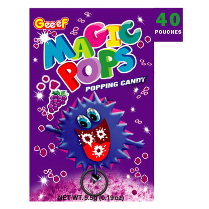 Gee.ef Magic Pops Popping Candy, Grape Flavor, 5 g x 40 Pouches, 200 g - Experience the fun and excitement of Magic Pops popping candy in grape flavor