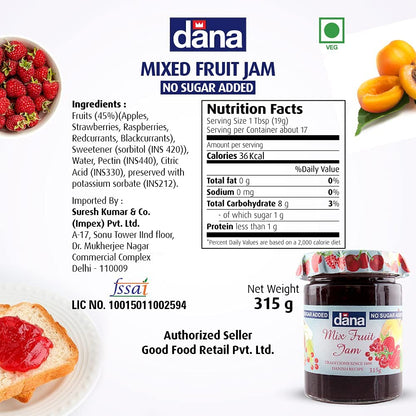 DANA Mixed Fruit Diabetic Spread, 315g, Pack of 2, Product of Poland - Diabetic delight!