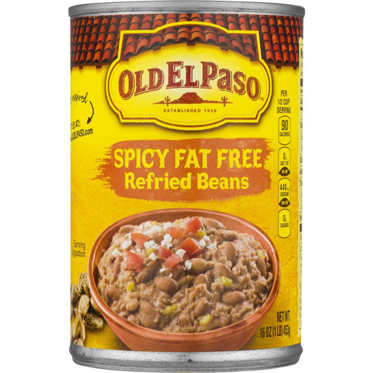 Old El Paso Spicy Fat Free Refried Beans, 453 g - "Spicy without the guilt!"