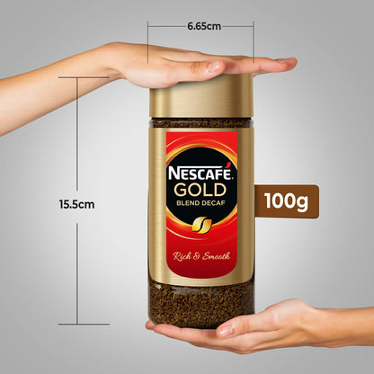 Nescafe Gold Blend Imported Decaf Coffee Powder, Glass Jar, Arabica and Robusta beans,100 grams - "Decaf Gold Blend - Imported Coffee Excellence!"