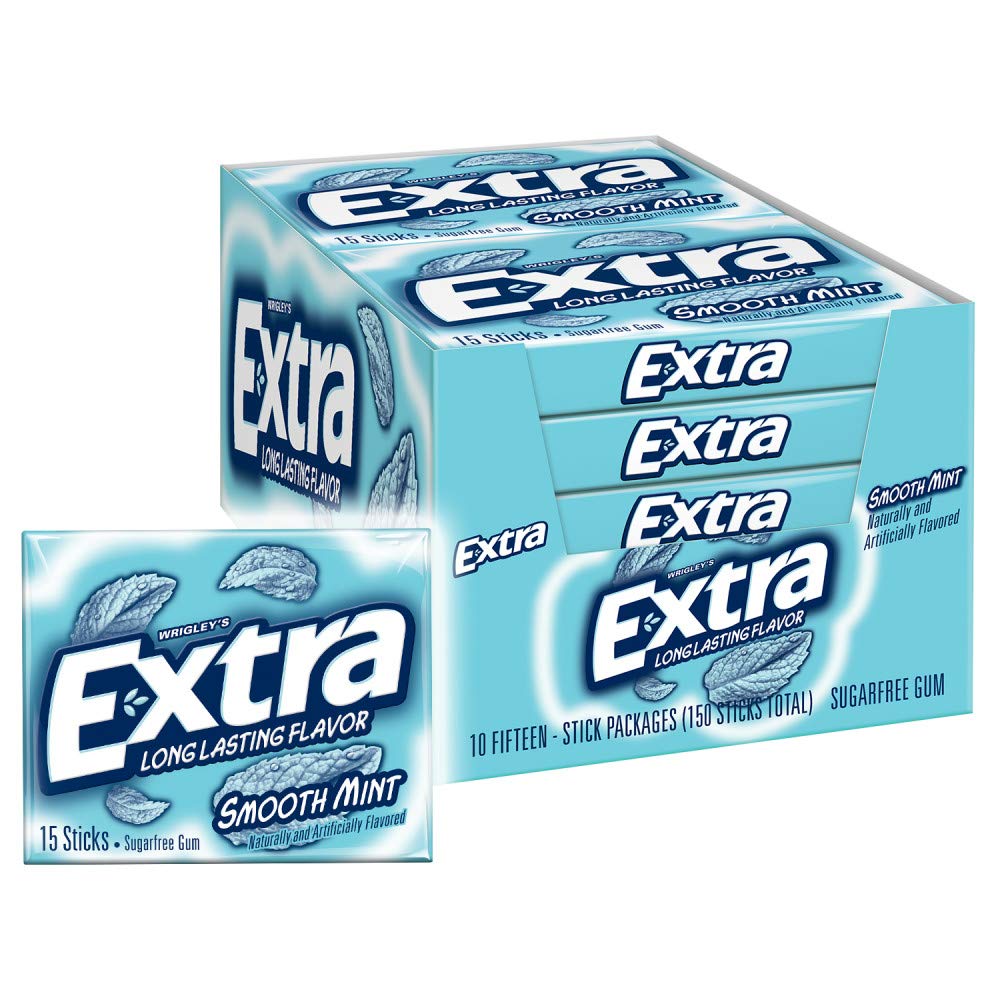 Extra Sugarfree Gum 15-Count Smooth Mint/Pack of 10 - Smooth mint magic!