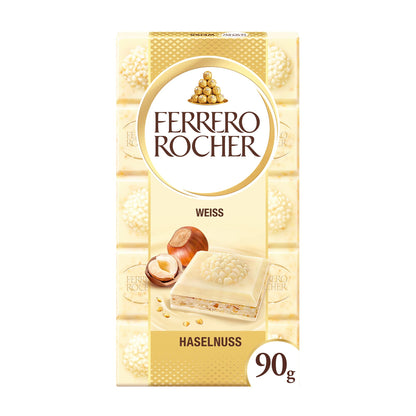 Ferrero Rocher Chocolate Rocher White Chocolate With Hazelnut Bar 90g - White chocolate hazelnut delight!