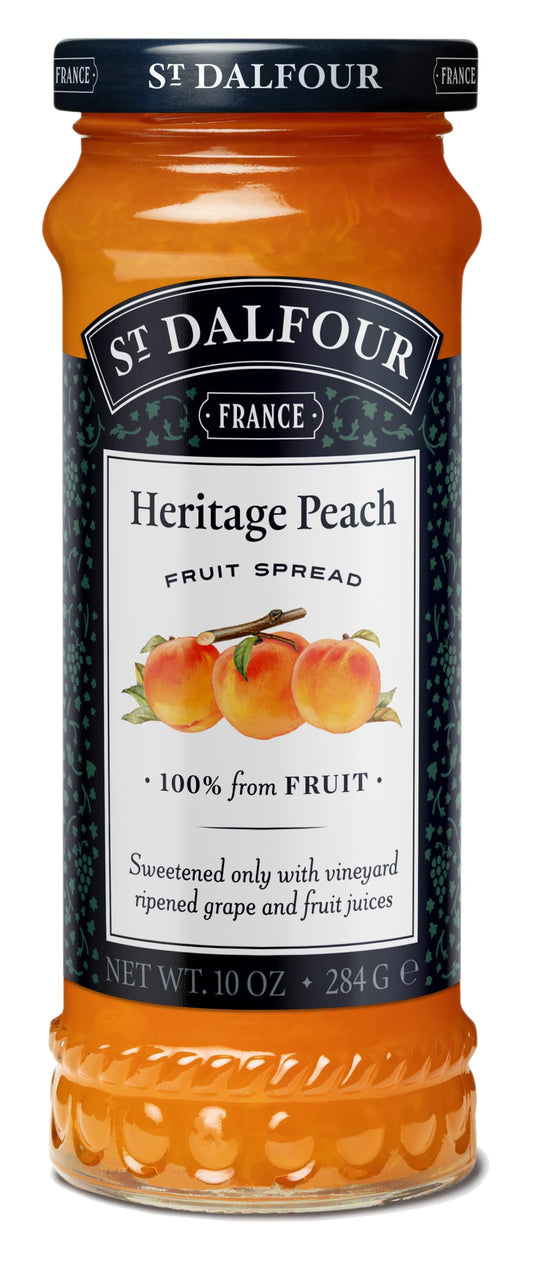 St Dalfour Heritage Peach Fruit Spread 284 g | No Added Sugar | 100% from Fruit | No Added Preservatives, Colours, Flavors or Sweeteners | No Corn Syrup | Traditional French Recipe