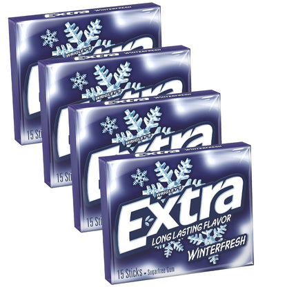 Wrigley's Extra Winterfresh Long Lasting Flavor - 4 Packs, 40.5g Each - Experience Lasting Winter Freshness!