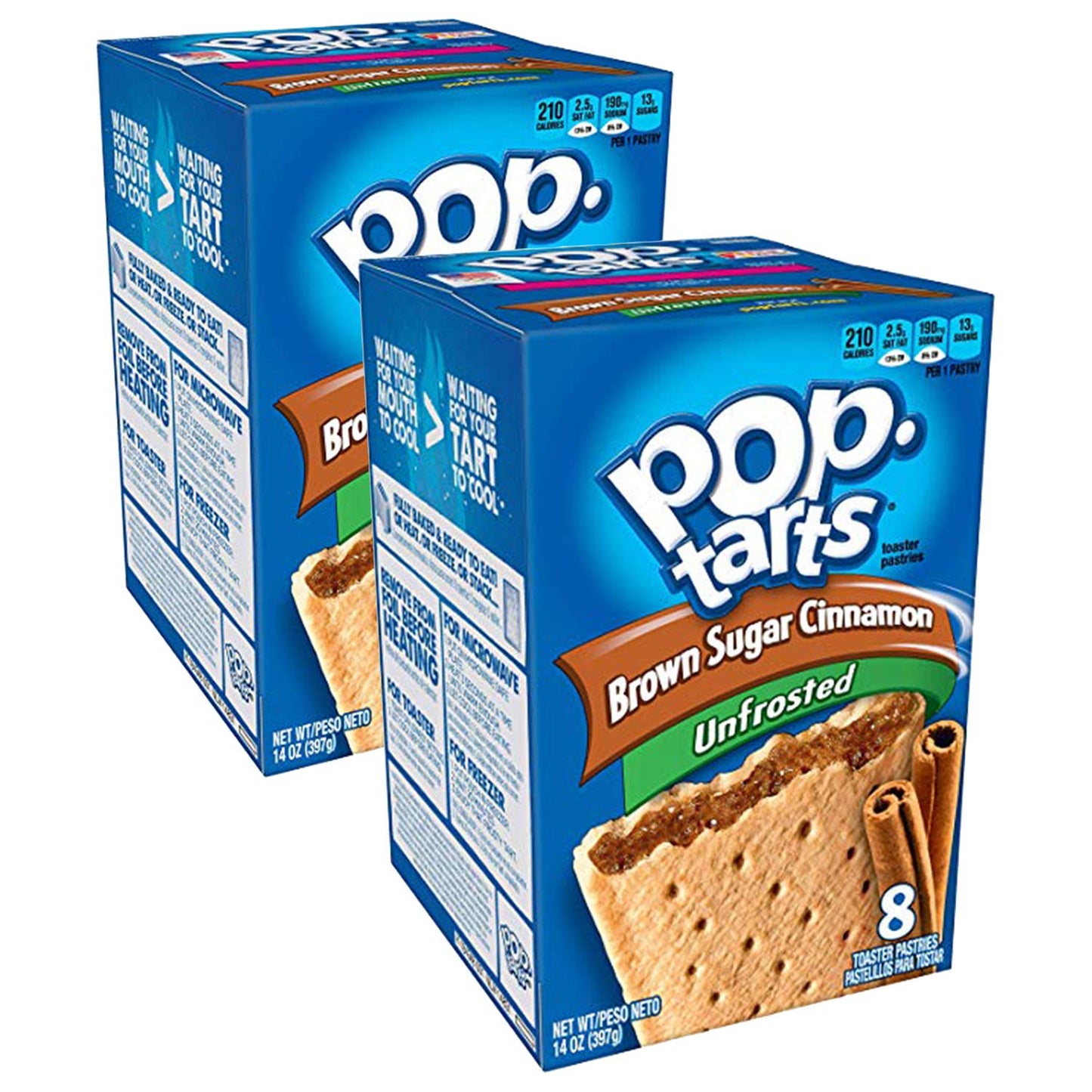 Pop Tarts Unfrosted Brown Sugar & Cinnamon Toaster Pastries Pack of 2 Pouch, 2 x 397 g - "Double pack of unfrosted brown sugar & cinnamon!"