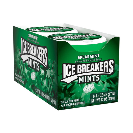 Ice Breakers Sugar Free Mints, Spearmint, 1.5 Ounce -Pack of 8 - Spearmint sugar-free mints, 1.5 oz each, pack of 8.