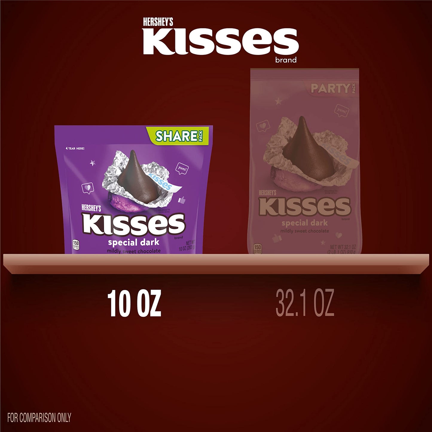 Hershey's Kisses Special Dark Chocolate, 283 Gm - Single pack of special dark chocolate Kisses, 283g.