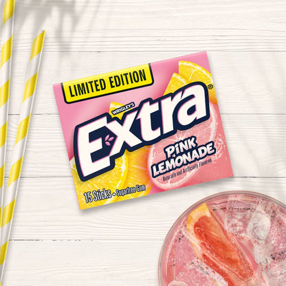 Wrigley's Extra Sugar Free Pink Lemonade Limited Edition Chewing Gum 15 Sticks (Pack Of 2)