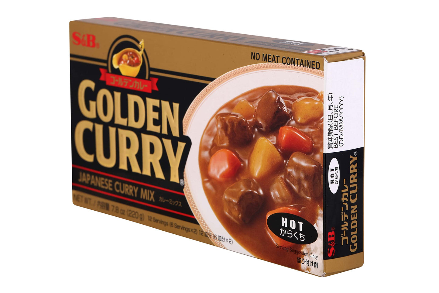 S&B Golden Curry Mix | Ready to Eat Japanese Curry Mix 12 Servings (Hot) 220gm 8.4-Ounce | Heat and Eat Curry