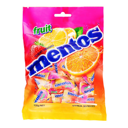 Mentos Chewy Dragees Fruit, 2 x 135 g - "Double Pack Fruit Mentos!"