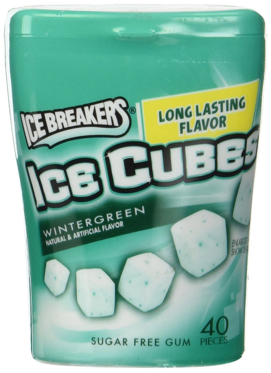 Ice Breakers Ice Cubes Sugar-Free Gum 3.24 oz. - 40 pcs - Wintergreen - Wintergreen gum cubes, 40 sugar-free pieces.