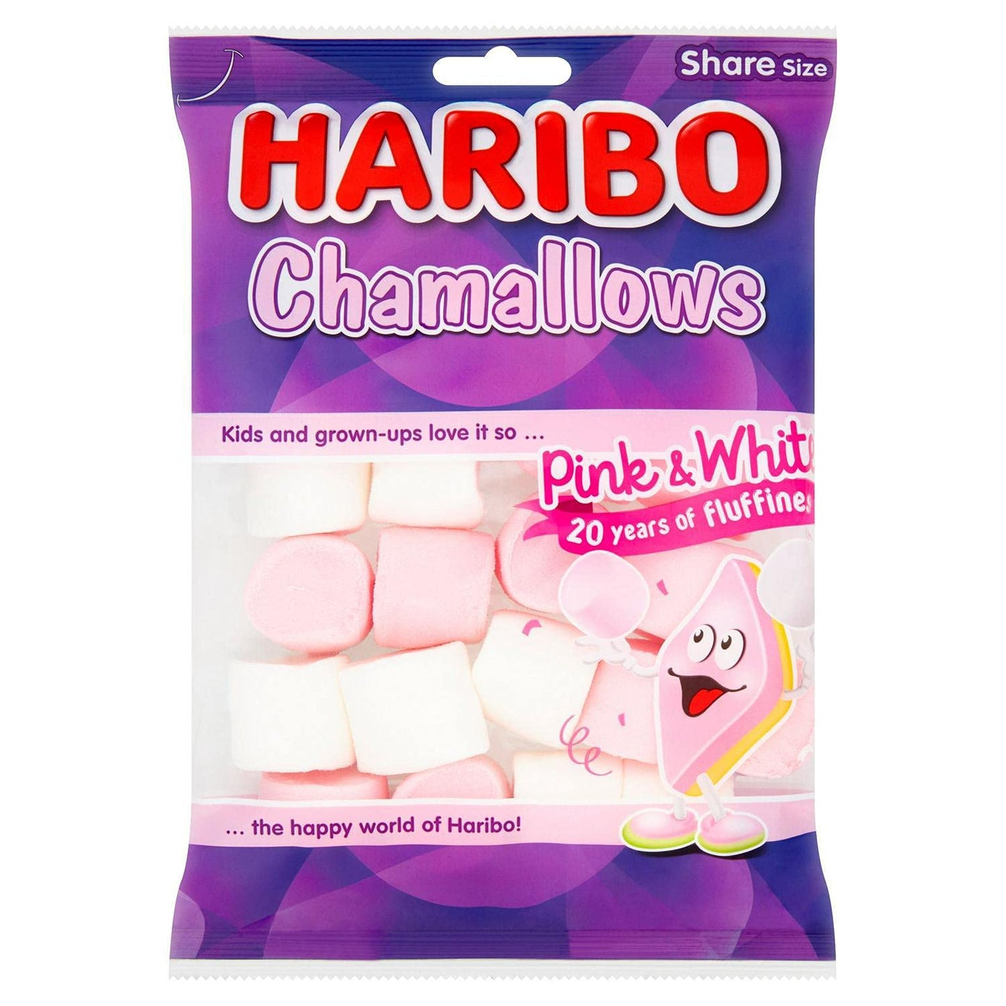 Haribo Chamallows Pink & White, Share Size, 4.94 oz / 140 g, 6 Pack - Six packs of pink and white marshmallows, ideal for sharing.