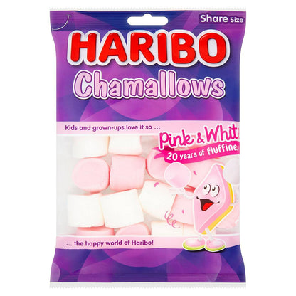 Haribo Chamallows Pink & White, Share Size, 4.94 oz / 140 g, 6 Pack - Six packs of pink and white marshmallows, ideal for sharing.