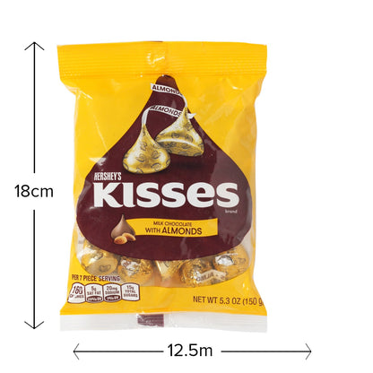 Hershey's Kisses With Almonds Chocolate,150 G - Indulge in the classic combination of Hershey's chocolate and almonds with Hershey's Kisses, 150g.