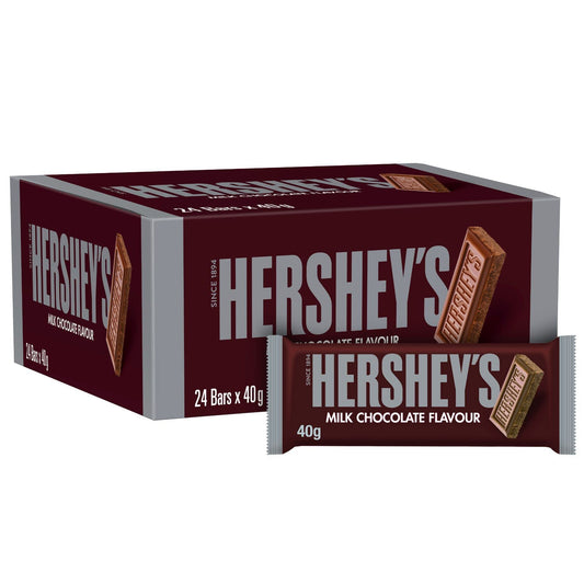 Hershey's Milk Chocolate- 24 Pack, 24 X 40 g - Box of 24 milk chocolate bars, each 40g.