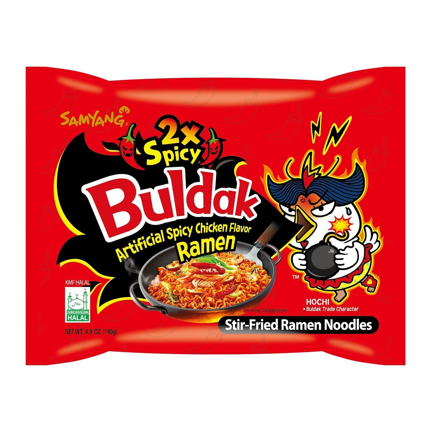 SAMYANG Ramen Korean 2X Hot Spicy Noodles, 140g (Pack of 5) - Twice the Heat, Twice the Fun