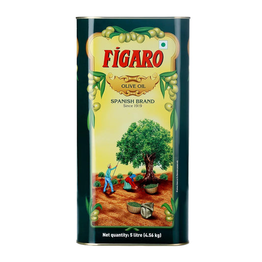 Figaro Olive Oil- Pure Olive Oil-Daily Cooking Oil- Perfect for Indian Dishes -Curries, Gravy- Imported from Spain- 5L Tin