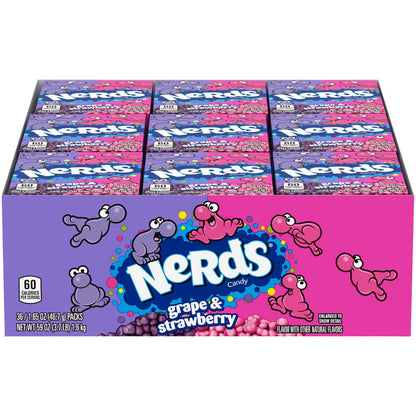 NERDS Wonka Grape and Strawberry, 1.65-Ounce Packets (Pack of 36) - "Wonka Grape & Strawberry Nerds!"