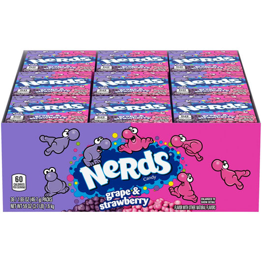 NERDS Wonka Grape and Strawberry, 1.65-Ounce Packets (Pack of 36) - "Wonka Grape & Strawberry Nerds!"