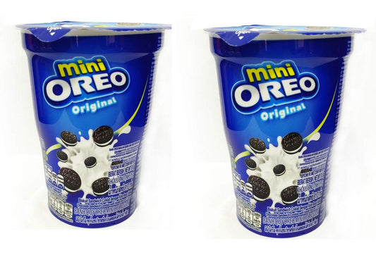 Oreo Mini Cream Biscuit - Original Vanilla Flavor, 61.3g Cup (Pack of 2) - "Mini vanilla delight!"