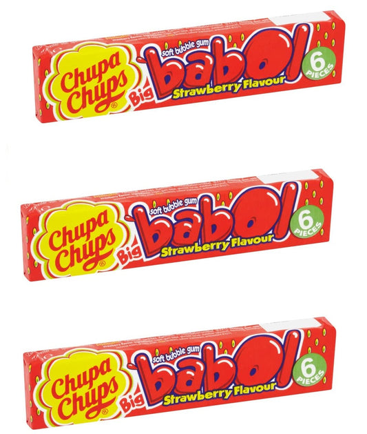 Chupa Chups Big Babol Strawberry Flavour Soft Bubble Gum 27g Pack Of 3 - Strawberry gum trio