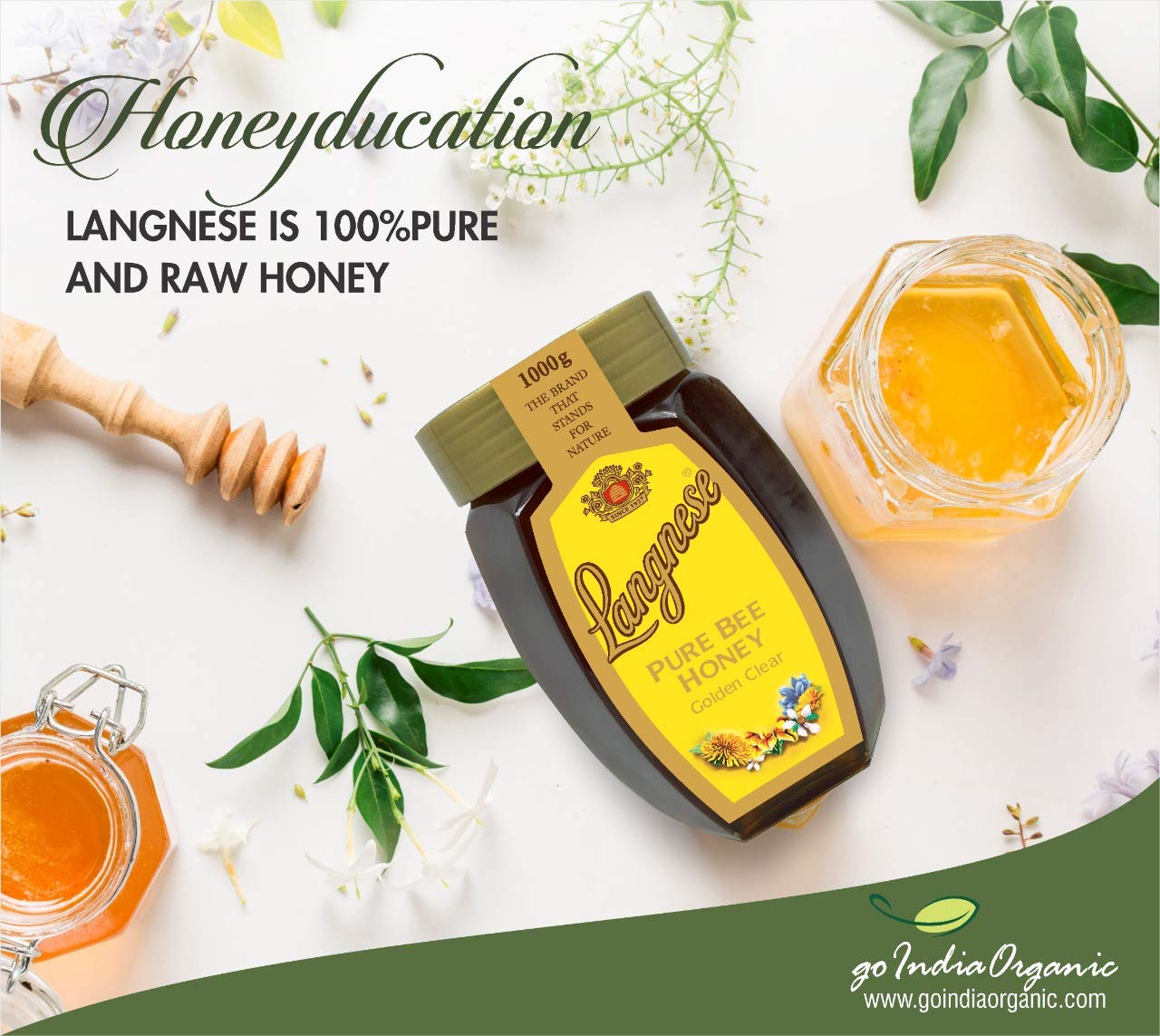 Langnese Pure Golden Clear Honey, Raw Bee Honey, 1 Kg - "1 Kg Golden Honey!"